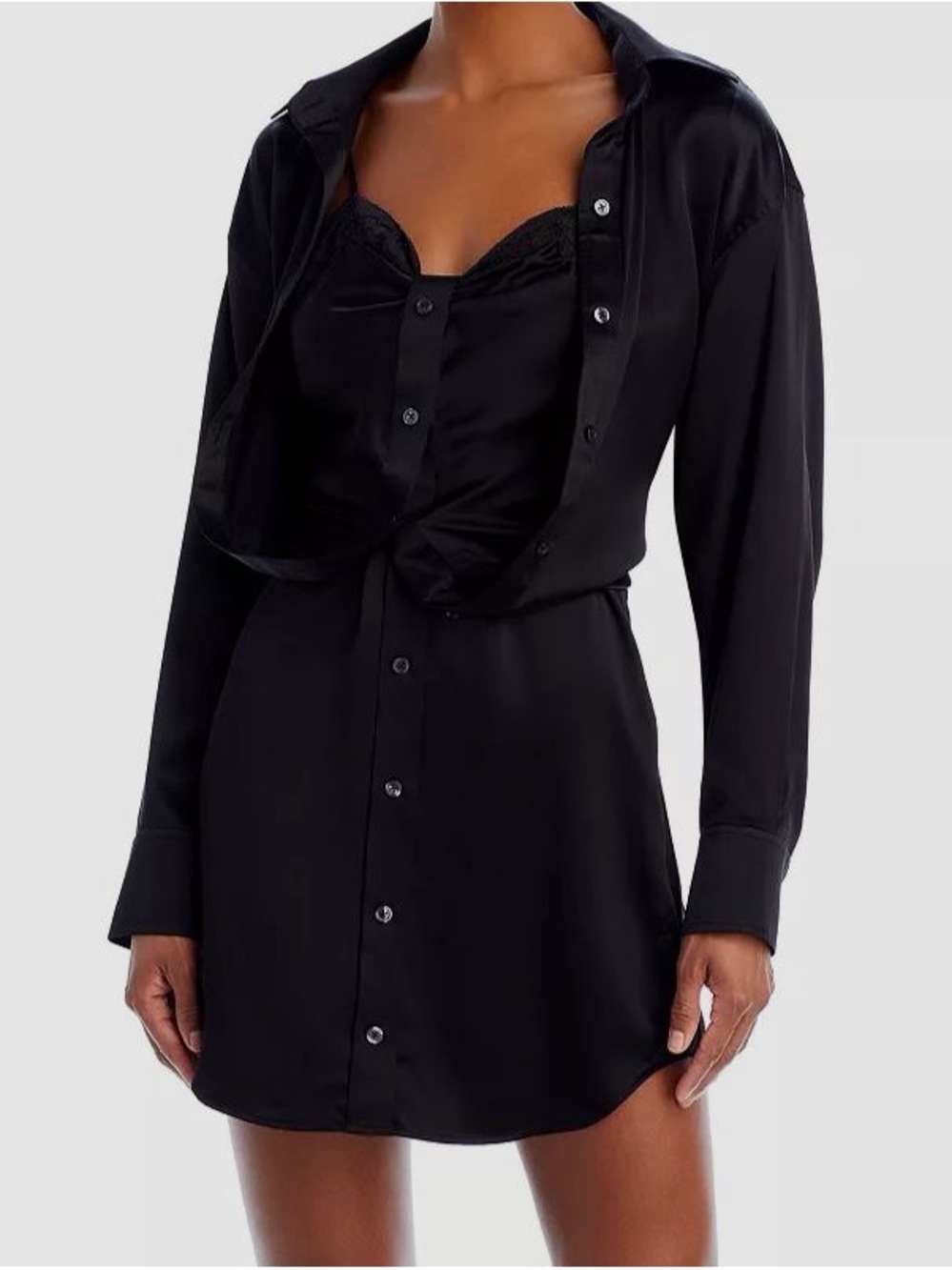 Black Satin Button-Front dress
NWT
hole @ shoulder- came this way was finalsale